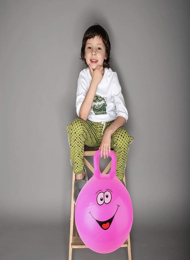 Dratal كرة القفز المطاطية Dratal Hop Ball Hoppity Bouncy Ball بمقابض مطاطية للأطفال، ألعاب لياقة بدنية للأطفال والكبار، هدية عيد ميلاد (وردي) - Image 5